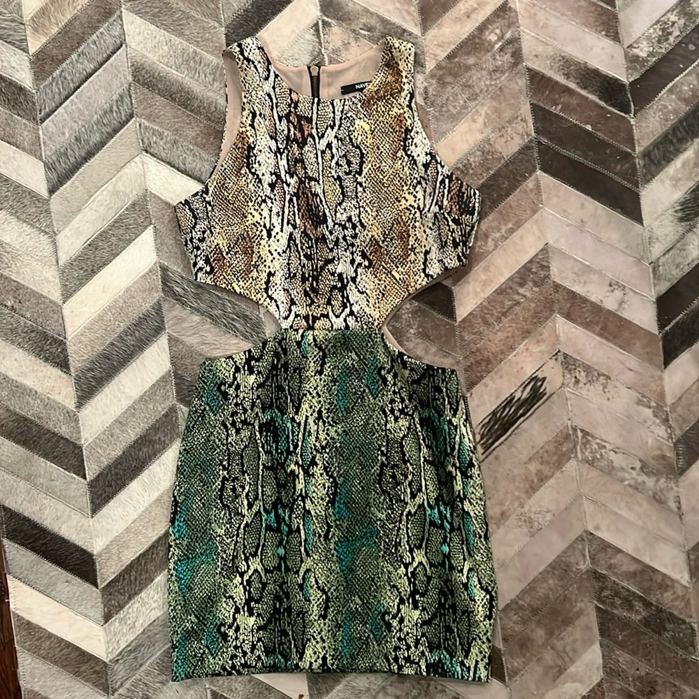 Naven snakeskin colorful contrast mini dress